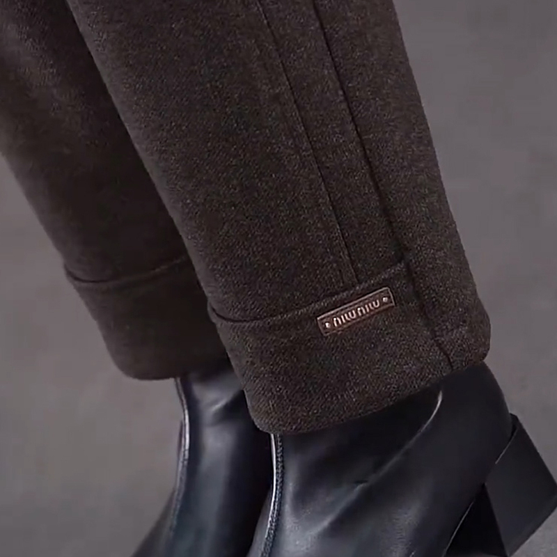 Brown Woolen Pants for Women, Mom Pants, 2026 New Popular Style, Petite Spring Wear, Nine-Point Straight-Leg Casual Pants