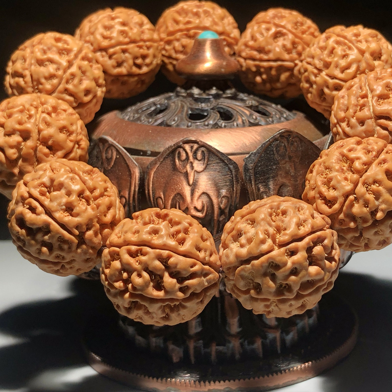 Large Vajra Bodhi Beads Bracelet for Men, New Raw Vajra Bodhi Seeds, Buddhist Prayer Beads Bracelet for Men and Women, 7-8 Petal Prayer Beads