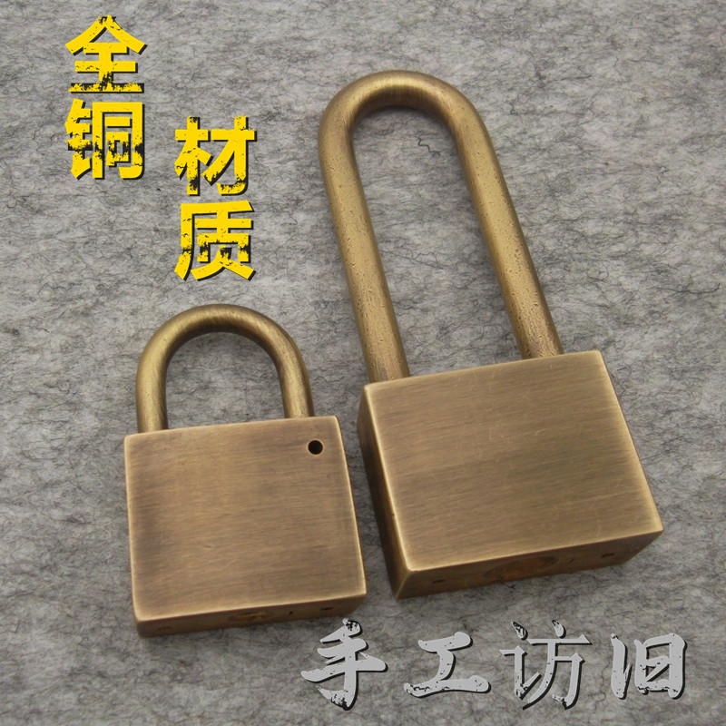 Antique lock anti-theft pure brass padlock waterproof anti-rust outdoor garden fence gate padlock does not self-eject copper lock head