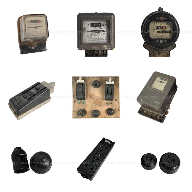 Folk Nostalgic Old Objects, Rural Old-Fashioned Electric Meters, Old-Fashioned Light Sockets, Antique Collection Decorative Ornaments Folk Nostalgic Old Objects, Rural Old-Fashioned Electric Meters, Old-Fashioned Light Sockets, Antique Collection Decorative Ornaments