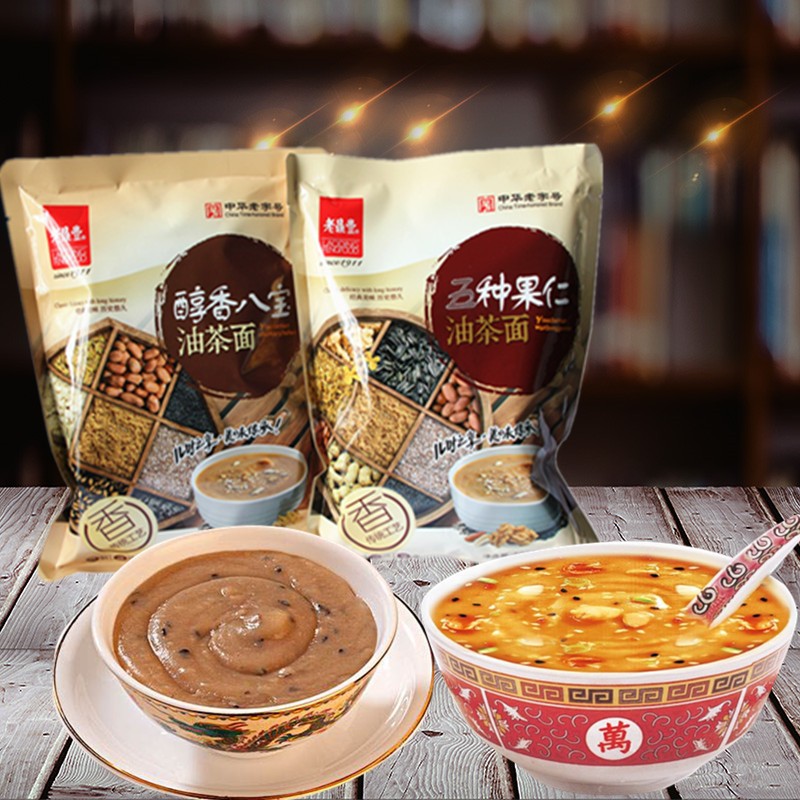 The Old Ding Fengfeng Oil Tea Noodle Independent Packaging 8 bags 400 grams of five kinds of fruit - fruit - savor