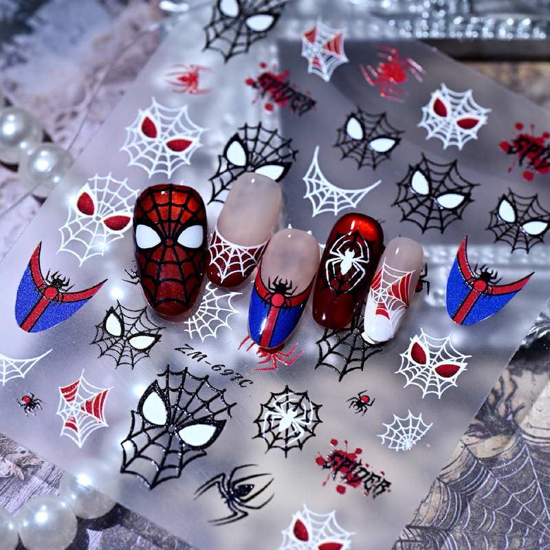 Dark Spider-Man Nail Stickers Internet-Famous Spider Web Spider Pattern Y2K Sweet Cool Style Adhesive Nail Stickers Accessories