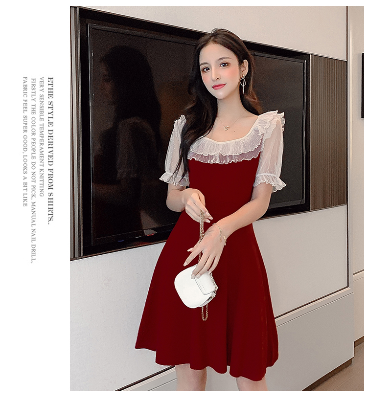 VK旗艦店 韓系小心機甜美蝴蝶結收腰短袖洋裝