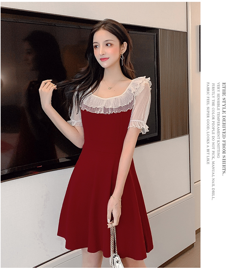 VK旗艦店 韓系小心機甜美蝴蝶結收腰短袖洋裝