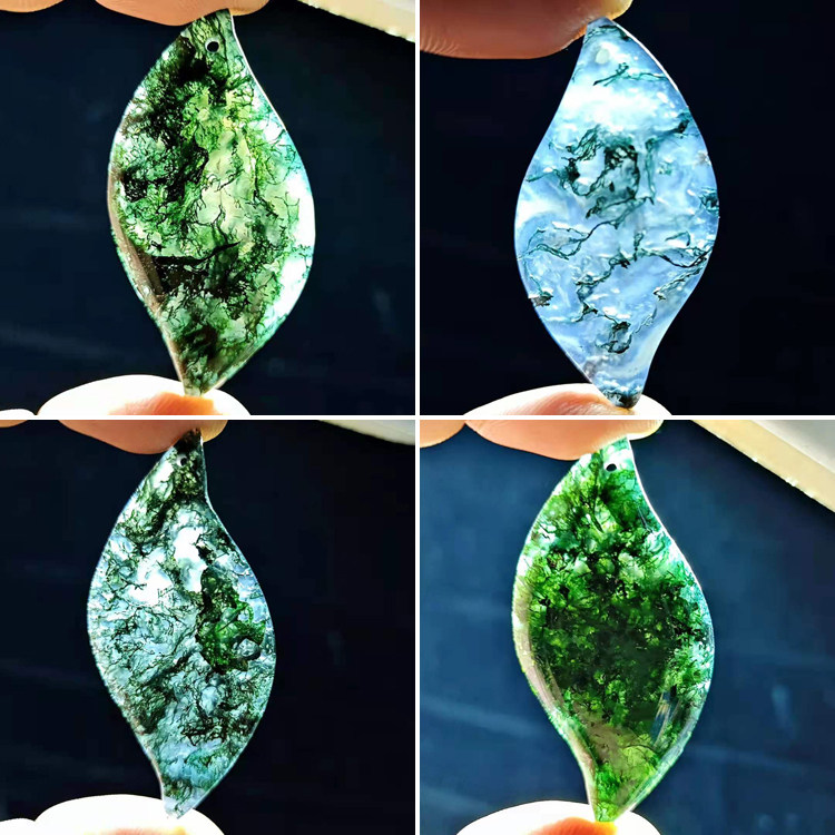 Alxa Gobi agate green grass flower agate pendant ethnic style diy accessories