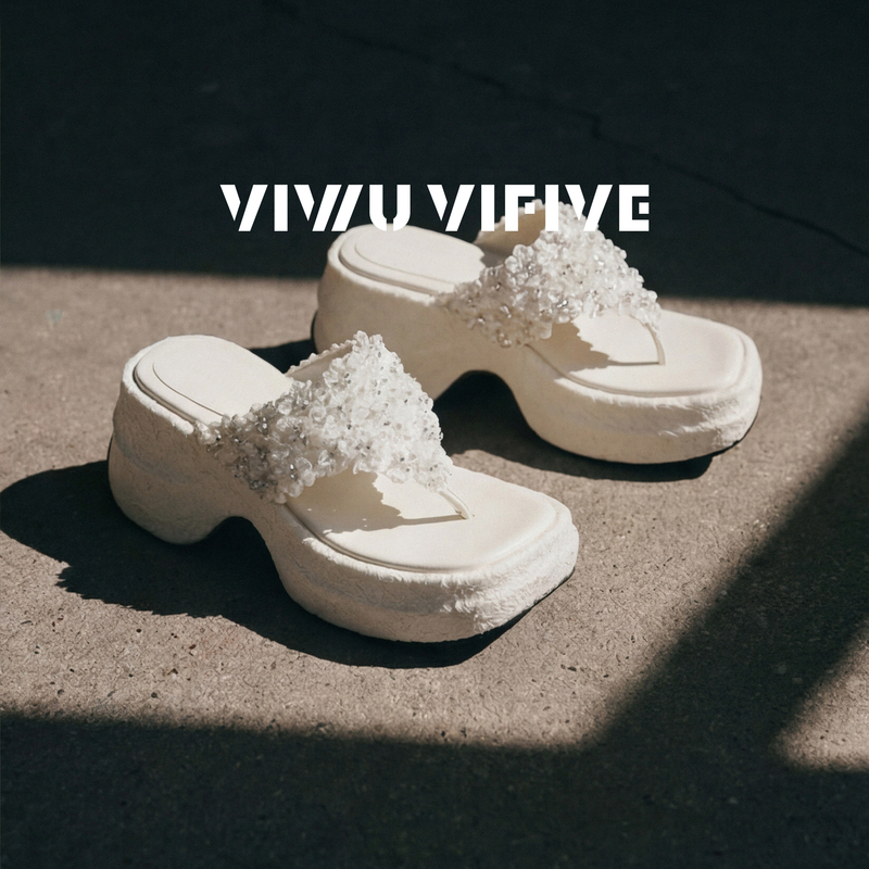 [Same Style as Jin Chen] V5 Viwu·Vifive "Midsummer Night" Lace Flower Thick-Soled Flip-Flops for Women