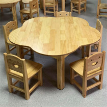 Kindergarten solid wood table and chair childrens early education chair art painting learning training class petal round table Plum Blossom table