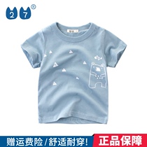27kids boys cotton thin childrens short sleeve T-shirt cartoon baby shirt summer dress