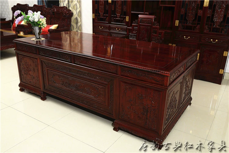 Bàn làm việc bằng gỗ gụ Bàn gỗ hồng mộc - Bộ đồ nội thất ghế thông minh