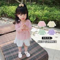 Baby girls summer clothing lightweight sun protection clothing childrens fashionable shawl baby air-conditioning shirt top childrens anti-UV jacket