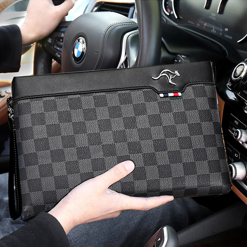 Handbag men's hand-held men's bag soft leather 2020 new trendy large-capacity fashion handbag bag hand-held envelope clip bag