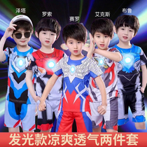 Summer luminous short sleeve suit Ottmann habits garçon 2024 new kindergarten performance vêtements speed dry two sets