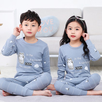 Childrens autumn clothes and long pants suits in the big childrens cotton underwear boys and girls baby wear pajamas home clothes 3-11 years old