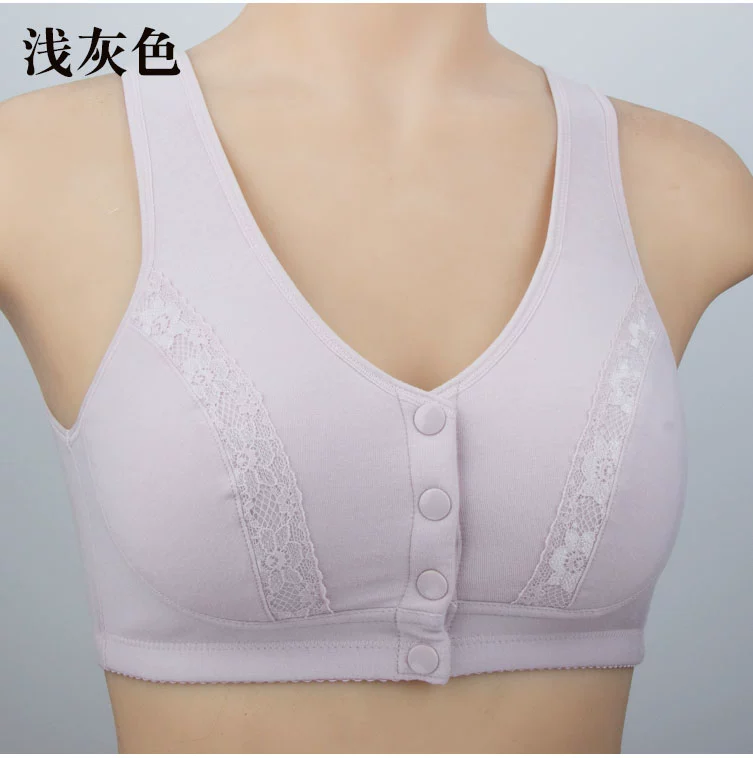 2 mảnh áo ngực mỏng của mẹ không có vòng thép cotton cỡ lớn vest phía trước khóa cũ cộng với đồ lót nữ cỡ trung và già - Áo ngực không dây