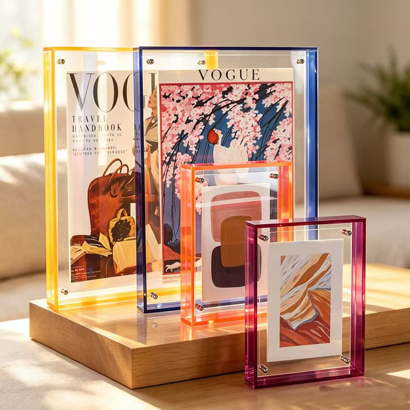 Colorful Acrylic Photo Frame Picture Frame Display Stand Poster Display Mounting Wall Hanging Double-Sided Transparent Picture Frame Clip Decoration DIY