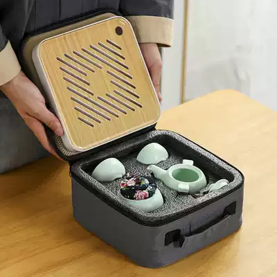 A complete set of Kung Fu tea sets, one pot, four cups, outdoor portable bag, recommended household hotel teapot cup, customized logo