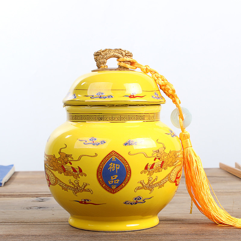 Retro new Chinese-style tea empty pot ceramic sealed pot small storage pot Tieguanyin Pu'er box tea warehouse