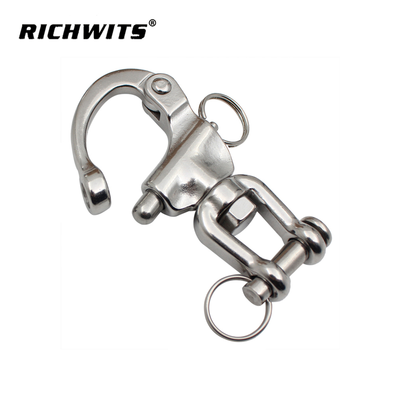 Richwits Stainless Steel 316 Fork-Type Swivel Spring Snap Shackle Quick-Release Hand-Operated Shackle Richwits Stainless Steel 316 Fork-Type Swivel Spring Snap Shackle Quick-Release Hand-Operated Shackle