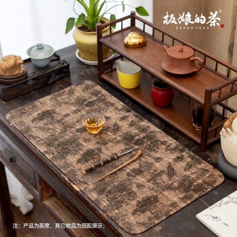 Banniang's Tea Old material fragrant cloud gauze lotus double-sided tea mat tea table mat retro dry soaking mat tea set tea accessories