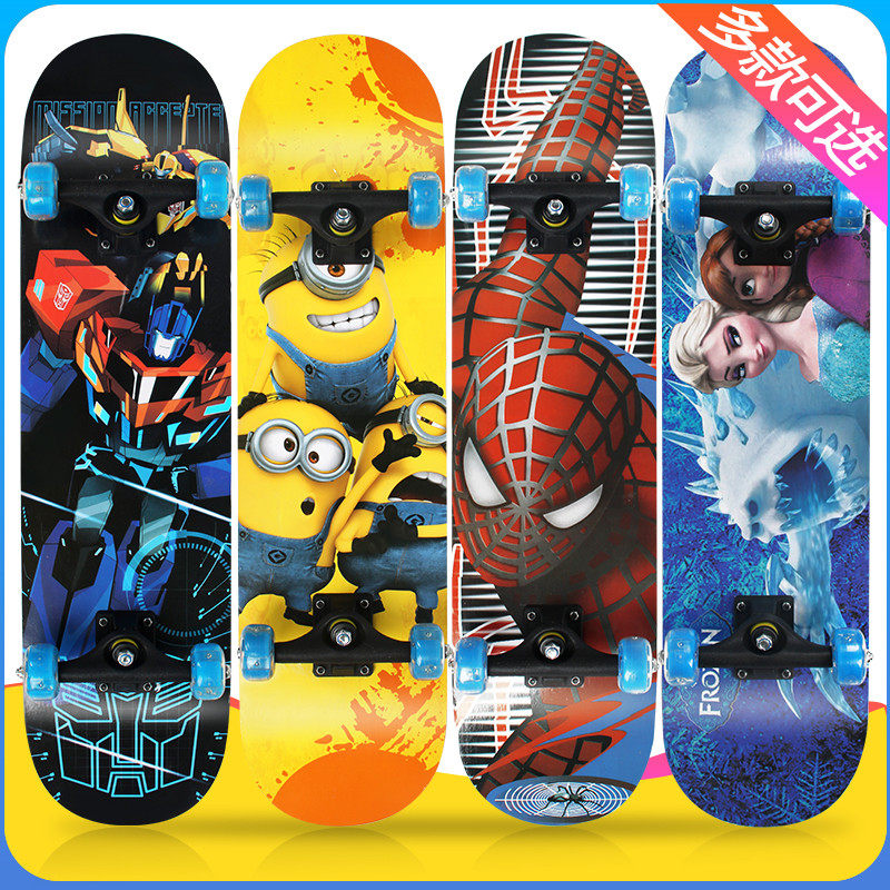 Mengersong flash roller skating board 80cm four-wheel skating board brush street office road board double-sided cartoon pattern 4-wheeler