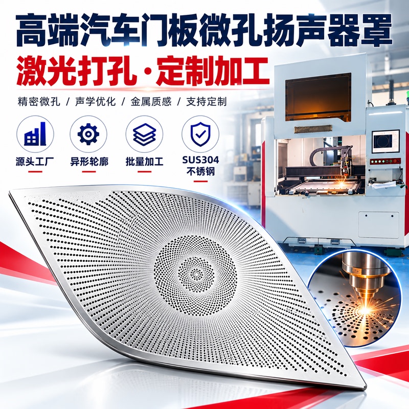 High-End Automotive Door Panel Laser Punching Machine for Micro-Hole Stainless Steel Speaker Grille Cutting and Processing, Smooth and Burr-Free High-End Automotive Door Panel Laser Punching Machine for Micro-Hole Stainless Steel Speaker Grille Cutting and Processing, Smooth and Burr-Free