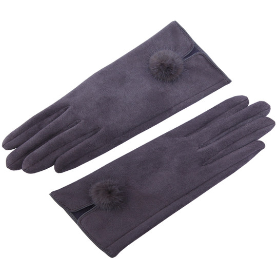 CalbouKimct gloves women's winter fashion style plus velvet to keep warm in winter driving and riding suede touch screen
