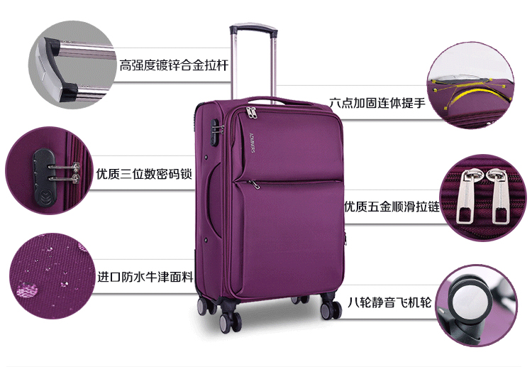 Hành lý bánh xe phổ Oxford vải 20 nữ mật khẩu vali 24 inch 26 da sinh viên hộp 28 inch xe đẩy trường hợp nam bamozo