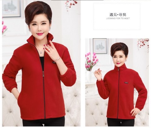Phụ nữ trung niên áo khoác mẹ cộng với nhung người cao tuổi mùa thu lông cừu lông cừu kích thước lớn thể thao và áo len giải trí quần áo cho mẹ