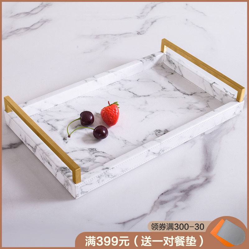Light Extravagant Home Nordic Rectangular Marble Striped tray Tray Tea Tray Tea Tray Cup Tea Cup Tray
