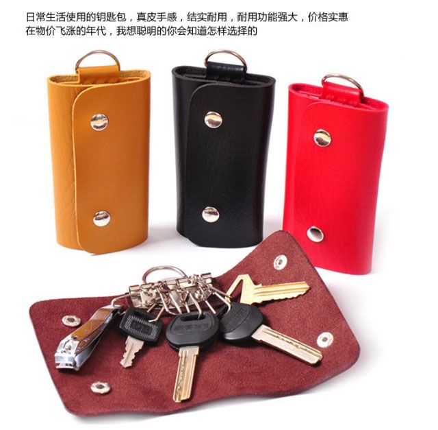 Túi chìa khóa nhiều màu sắc châu Âu và Mỹ Túi đựng chìa khóa đa chức năng Đàn ông và phụ nữ kiểu móc chìa khóa giả da xe chìa khóa túi PU móc khóa ví tiền