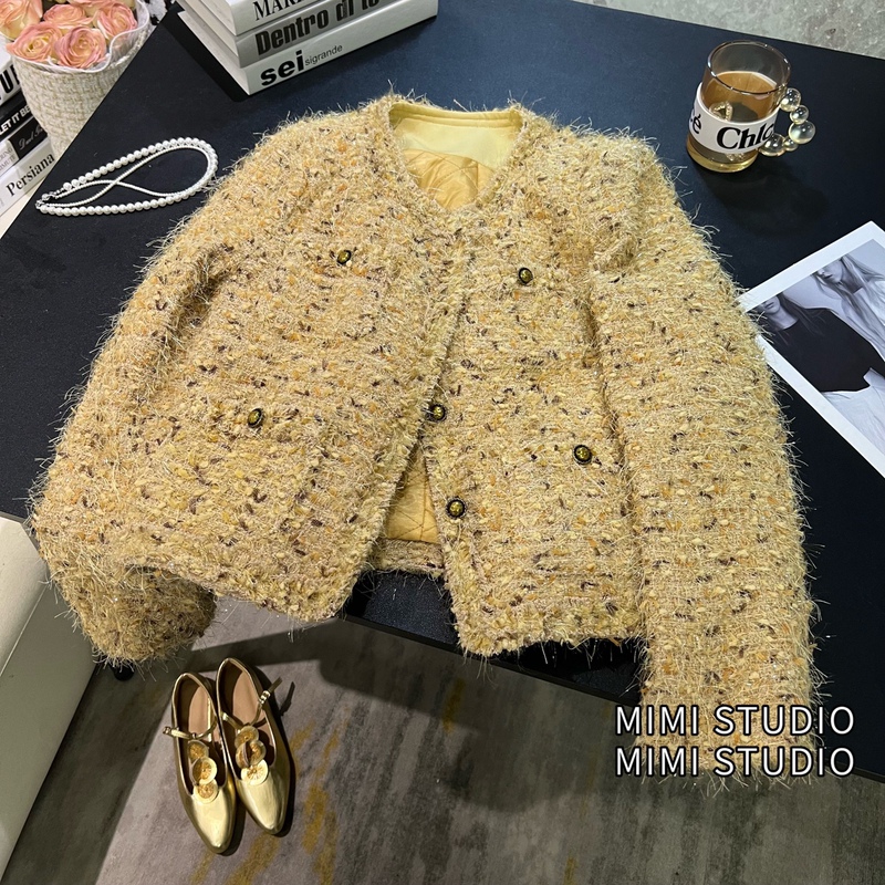 Gilded Elegant Socialite Style Chanel-Inspired Jacket for Women, 2026 Autumn and Winter New Model, Old Money Style Padded down Jacket, Goose Yellow Cotton Coat Gilded Elegant Socialite Style Chanel-Inspired Jacket for Women, 2026 Autumn and Winter New Model, Old Money Style Padded down Jacket, Goose Yellow Cotton Coat