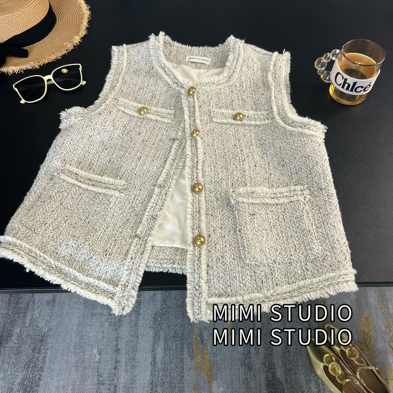 French-Style Tweed Vest for Women, 2026 Spring, Versatile Layered Vest, Short Jacket