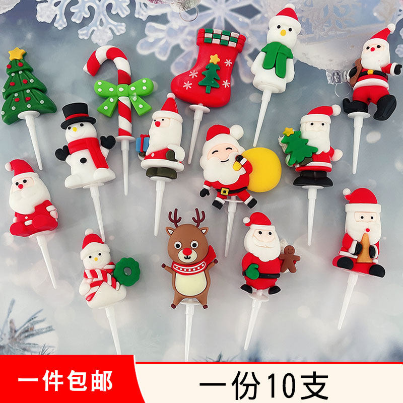 Christmas Cake Decoration plugin Soft rubber Snow Man Christmas Tree Santa Claus Christmas Sox Bakery Dessert