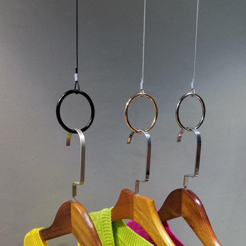 Clothing Store Rings Steel Wire Suspension Show Rack Top Hung Hanger Gold Circle Hung Shop Furnishing Clothes Shelf