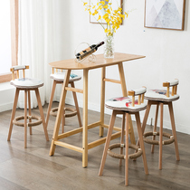 Retro Solid Wood Bar Chair Modern Simplicity Swivel High Footstool Bar Bench Creativity Bar Chair Home High Dining Chair