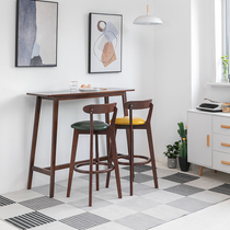 Nordic full solid wood table and chairs combined home leaning against wall Partition Restaurant Bar Milk Tea Shop Cafe Terrace Long Table