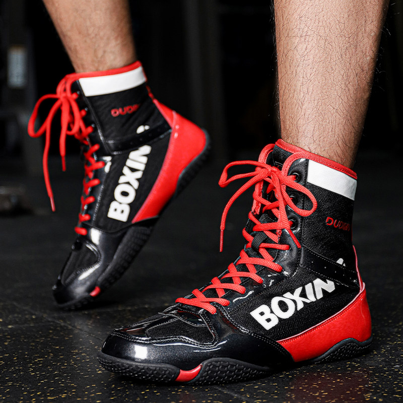 Professional Boxing Shoes Men's High Gang Free Fight Training Shoes Women Competition Loose fighting indoor gym Wrestling Shoes-Taobao