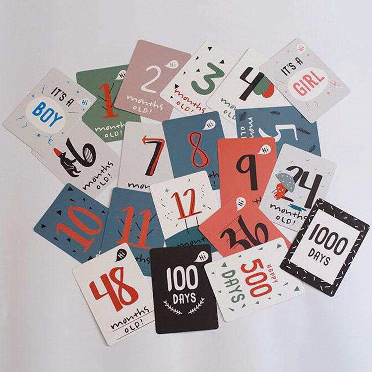 ins baby photo month card birth number of days growth remembrance card 100 days old pregnancy photo props 