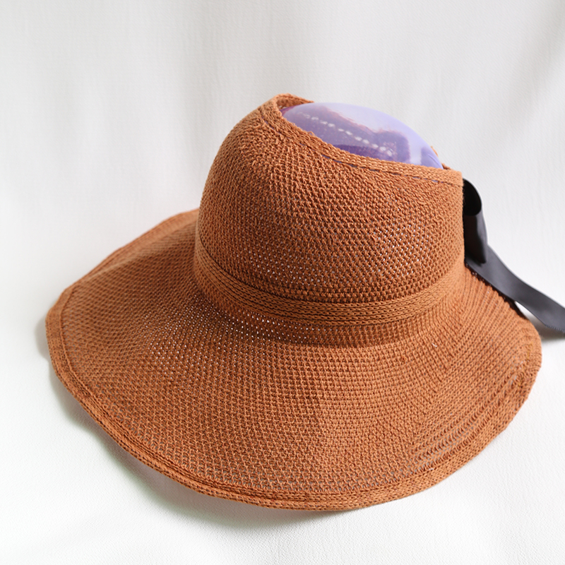 Korean Empty Top Foldable Bowknot Straw Hat display picture 7