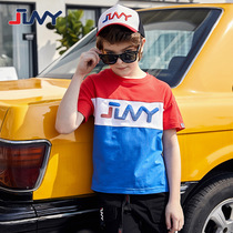 Childrens clothing 2022 Summer blouses Large Boy Boy Boy Pure Cotton Short Sleeve T-shirt Half Sleeve Handsome Korean version of the wave