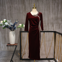 Mu Lan wedding clothes autumn 2021 New golden velvet long sleeve wedding reception mother dress toast autumn