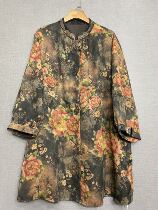 Factory direct sale large size mother wear mulberry silk 100% fragrant cloud yarn flower Luo embroidered long top shirt YDS2230