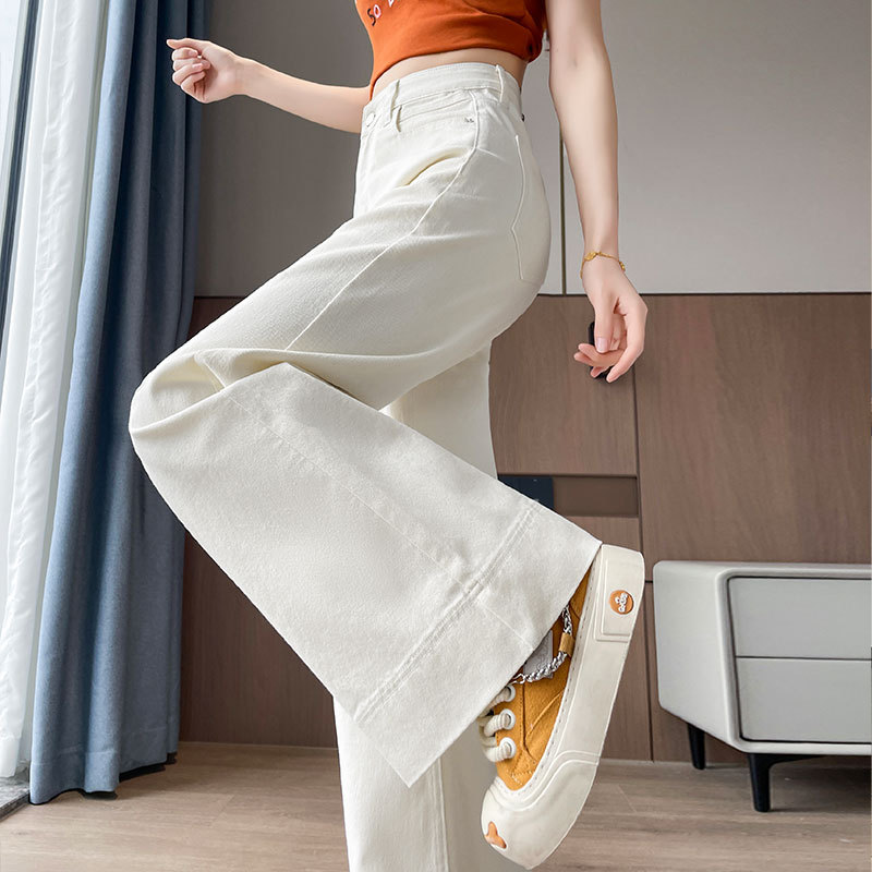 Wide-Leg Jeans for Women, Popular Denim Blue Thin Style for Spring and Summer 2026, Loose High-Waisted Slimming Stretch Straight-Leg Floor-Length Pants