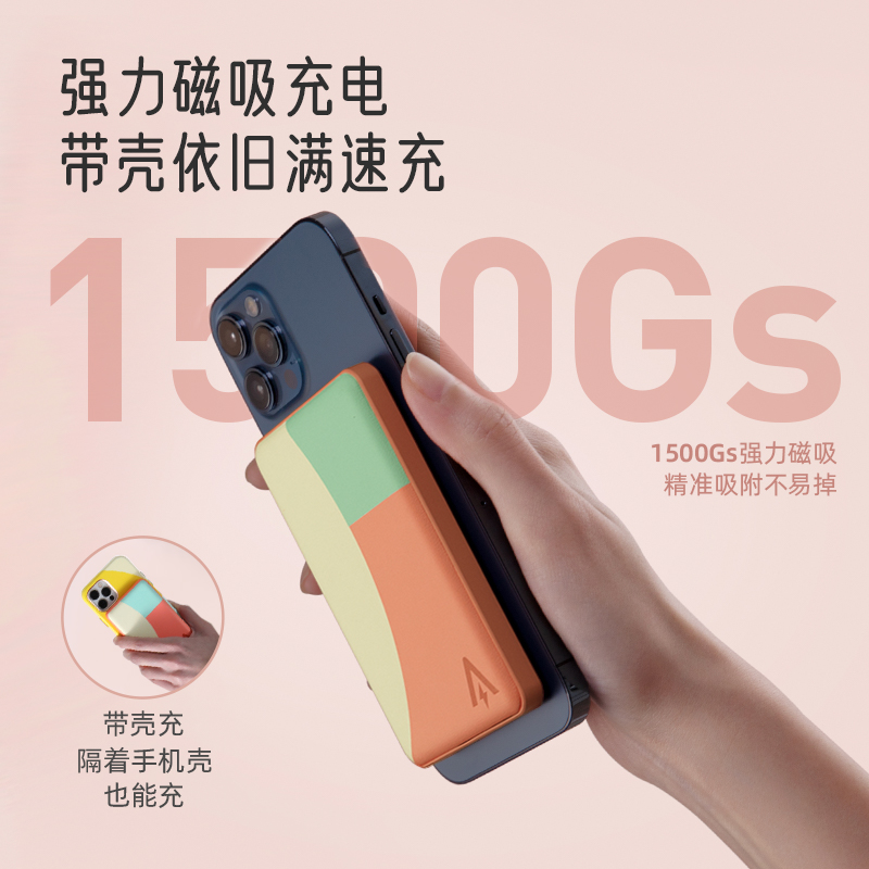 Anker Anke آيس كريم ملون سلسلة magsafe راديوية قابلة لإعادة الشحن 5000 مللي أمبير ، طاقة محمولة صغيرة ومحمولة مناسبة لـ Apple 12 Mobile Pro max