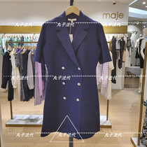 maje Navy style West collar double-breasted short sleeve knitted dress 21 spring summer womens MFPRO01867