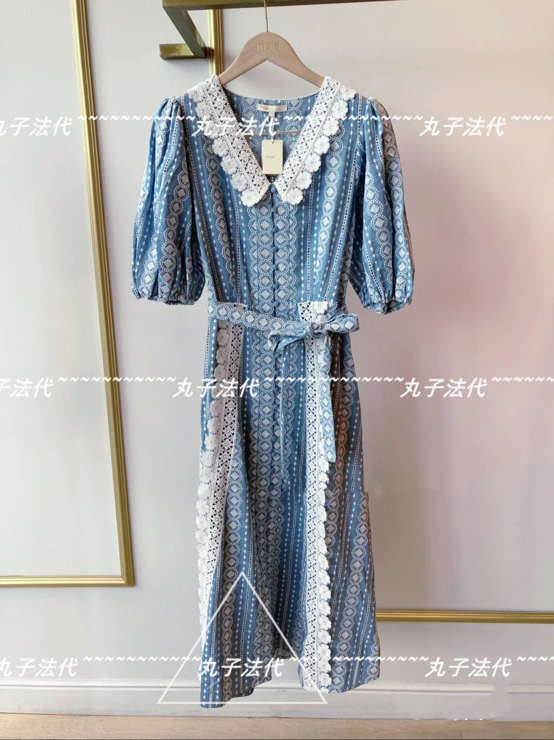 MAJE princess style V-neck lace puff sleeve dress dress 21 spring and summer women