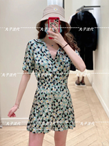 SANDRO small daisy print V-neck loose jumpsuit shorts 21 spring summer womens SFPCO00141