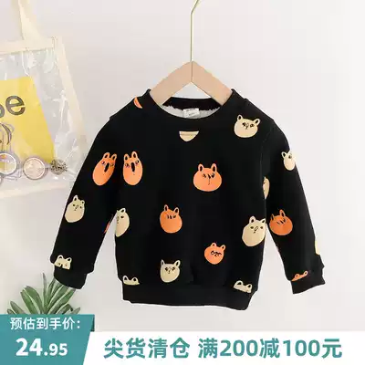 (Full 200-100) boy plus velvet sweater children's winter coat foreign Pie Baby thick base shirt