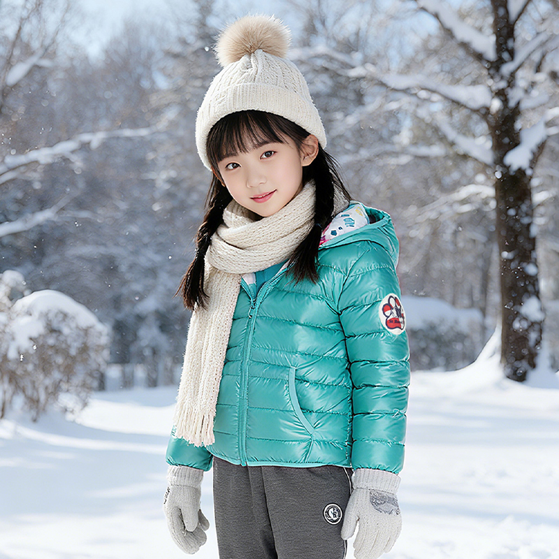 Saint Bernard Children's Reversible Hooded down Jacket for Boys and Girls, Autumn and Winter Windproof and Warm down Coat, Casual and Versatile