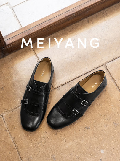MEIYANG Spot Lolita Loafers Kuhleder Square Toe Monk Shoes-Donnerstag